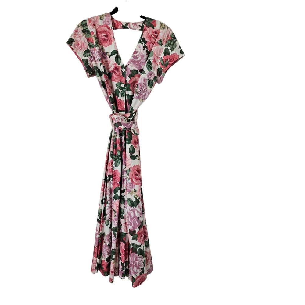 Carol Anderson California Vintage 80s Floral Cotton Midi Dress 10 Cottagecore